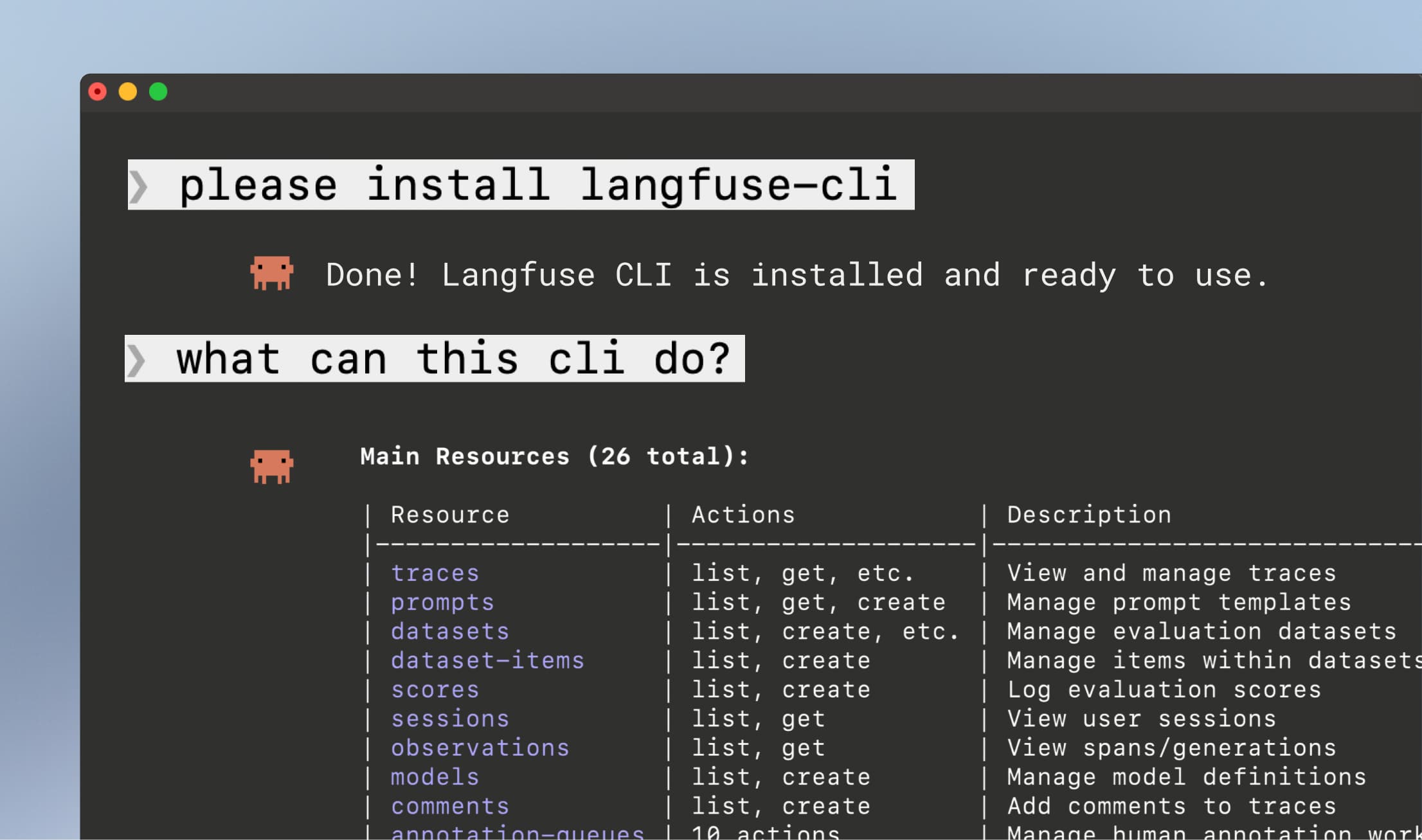 Langfuse CLI